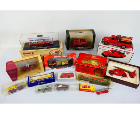 Code 3 Collectibles - Corgi - Norev - Schuco - Other - A collection of boxed diecast and plastic fire engines in various scal