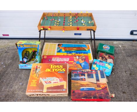 Ideal - Vic Toy - Cox - Spears. A blend of Vintage Board Games and Table Soccer, including:  Crossfire, Round The Bend, Toss 