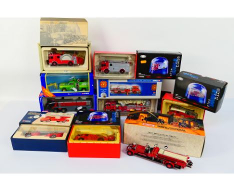 Matchbox - Siku - Corgi - A group of boxed diecast fire engines in various scales, including, Siku 2105 Airfield Water Cannon