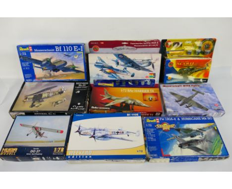 Heller - Huma - Classic Air Frames - Revell - Other - Nine boxed plastic military model aircraft kits in various scales. Lot 