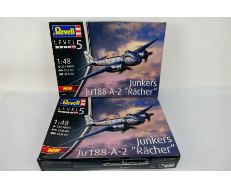 Revell - Two boxed Revell #03855 1:48 scale Junkers Ju188 A-2 'Racher' plastic model aircraft kits. Both kits are presumed to