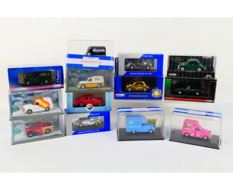 Corgi Classics - Vanguards - Oxford Diecast - A boxed collection of 14 diecast model mostly Morris Minors. Lot includes Corgi