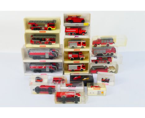 Wiking - Roskopf - Others -  A collection of 20 boxed mainly plastic HO / 1:87 scale fire appliances / vehicles mainly by Wik