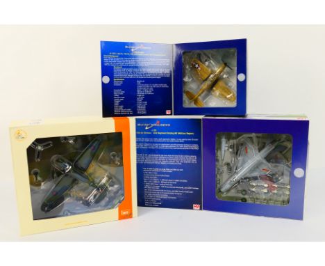 IXO - Hobby Master - Three boxed diecast model aircraft in 1:72 scale. Lot consists of IXO DDIJ00021 Blackburn Skua Mk.II; Ho