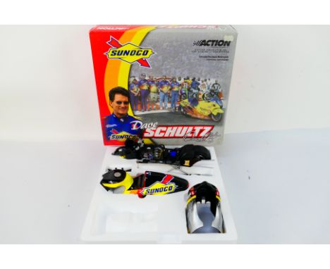 Sunoco - a 1:9 scale model Pro Stock Motorcycle, Dave Schultz issued in a limited edition, # 102097, appears mint in box (mod