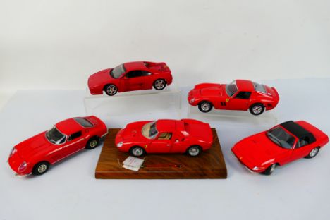 Bburago - Ertl - Hot Wheels - Giodi - 5 x unboxed Ferrari models in 1:18 scale, Daytona, F355, 275 GTB4, 250 GTO and 250 LM. 
