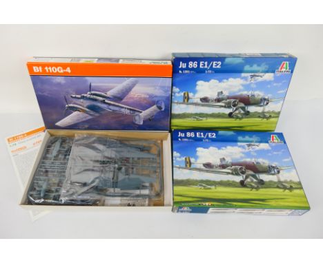 Italeri - Eduard - Three boxed 1:72 scale plastic model aircraft kits, comprising of Italeri #1391 Ju86 E1/E2 (x2); plus Edua