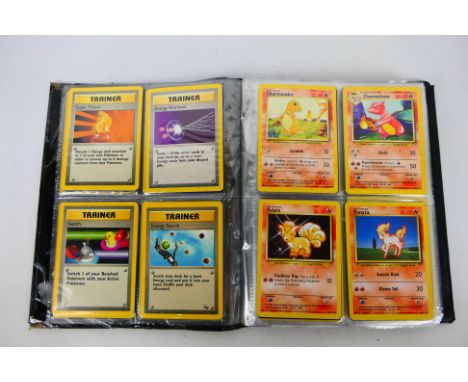 Pokemon TCG - A Pokemon TCG card file containing approximately 200 Base Set, Base Set 2, Jungle and Fossil cards, predominant