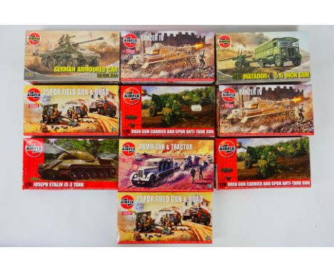 Airfix - Ten boxed plastic military vehicle model kits in 1:76 scale by Airfix. Lot includes Airfix AO2308V Panzer IV; AO2303