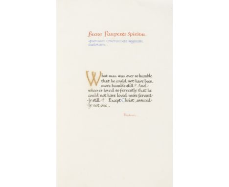 Calligraphy.- Reid Cross (Helen, calligrapher, of Wells, Somerset, fl. 1924-46) [The Beatitudes], calligraphic manuscript, 8p