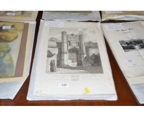 A quantity of prints depicting Wolsey Gate Ipswich and Henry Davy and John Sell Cotman examples