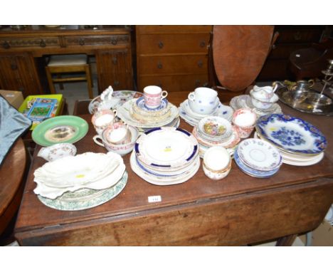 A quantity of 19th Century and later ceramic plates; cups and saucers etc