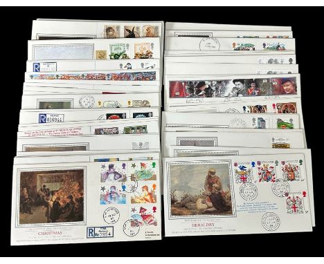 P.P.S. Silk type first day covers with 1984 Heraldry to 1995 Rugby League, mostly with C.D.S. postmarks including House of Co
