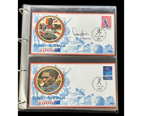 Benham Sport Signed Covers in 2 volumes with medal winners from 1996 Olympics (18), 2000 Olympics (28), 2002 Commonwealth Gam