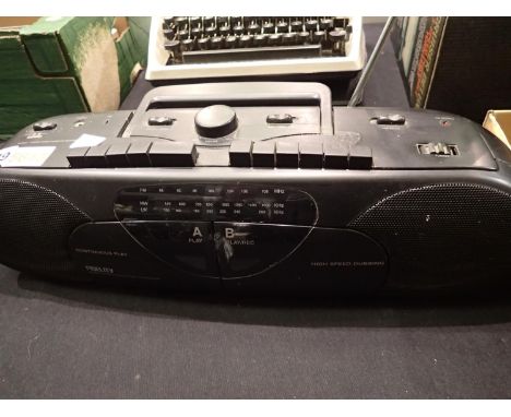Fidelity MTR65F twin cassette stereo radio player, working at lotting. All electrical items in this lot have been PAT tested 