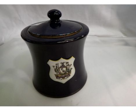 Carlton ware City of Liverpool tobacco jar, re-glued chip to lid. UK P&amp;P Group 2 (£20+VAT for the first lot and £4+VAT fo