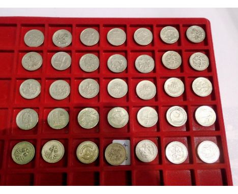 Coin tray of thirty five GB £1 coins. UK P&amp;P Group 1 (£16+VAT for the first lot and £2+VAT for subsequent lots) 