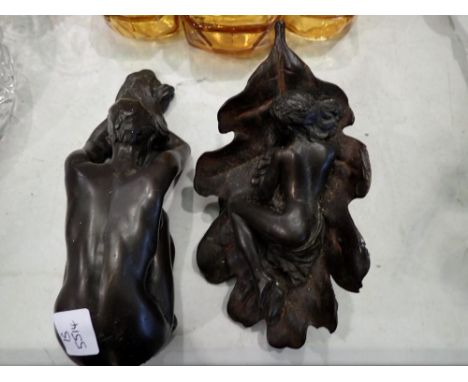 Two bronze effect figures, Largest H: 10cm. UK P&amp;P Group 2 (£20+VAT for the first lot and £4+VAT for subsequent lots)