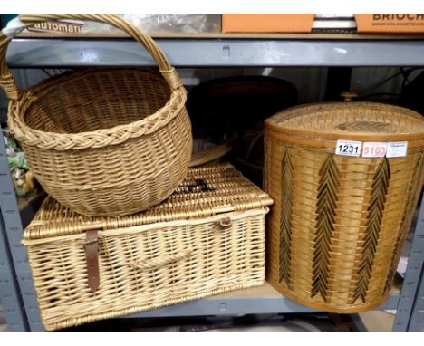 Shelf of wicker baskets. Not available for in-house P&amp;P 