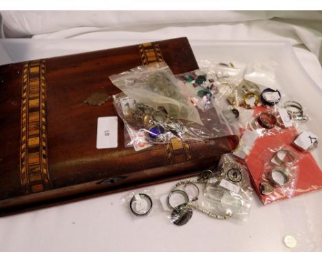 Box of costume jewellery with some silver items. UK P&amp;P Group 1 (£16+VAT for the first lot and £2+VAT for subsequent lots