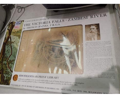 Cased set of eleven prints of The First Paintings of Victoria Falls. Not available for in-house P&amp;P 