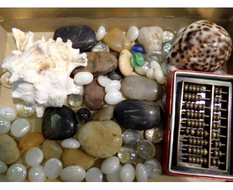 Shells, polished stones and an albas. UK P&amp;P Group 1 (£16+VAT for the first lot and £2+VAT for subsequent lots)