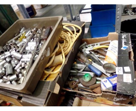 Two tray's of mixed tools and tray of mixed sockets. Not available for in-house P&amp;P 