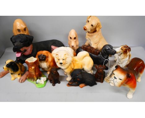 A collection of dog figures including Algora, Sylvac, Regency, etc. *Not for Posting and Packing*