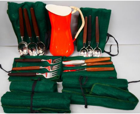 A collection of Danish cutlery marked Dansk, Knivfabrik, Lundtofte, 2x6 knives, 2x6 forks and 2x6 spoons, (and six other tea 