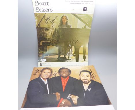 Carole King signed sheet music and photograph signed by Lamont Dozier, Cliff Richard, David Gest