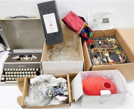 A set of Christmas decorations, a collection of glassware and an Imperial typewriter  *THIS LOT IS NOT AVAILABLE FOR PACKING 