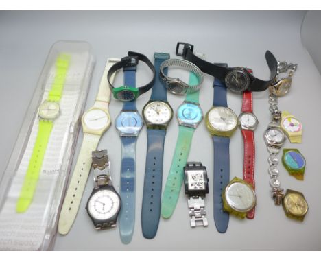 A collection of Swatch wristwatches 