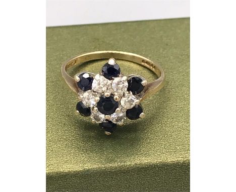 A Sapphire and CZ ring on 9ct gold 