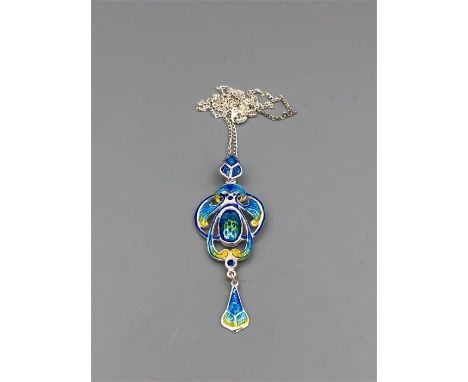 A silver and enamel Art Nouveau style necklace