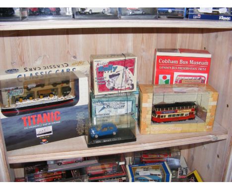 Die cast model vehicles, including a Scale Model of Titanic  