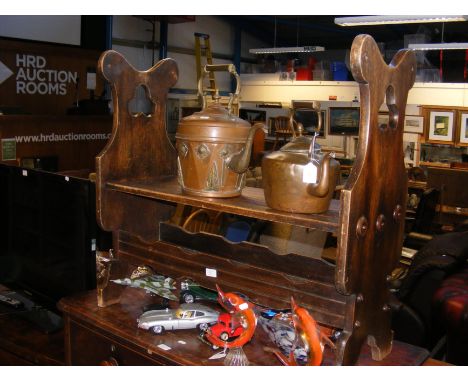 A Gothic style bench with high sides and storage below - width 88cm 