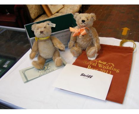 A modern Steiff Bear - 24cm high, together with one other Steiff Commemorative Bear 'William and Catherine' - with Certificat