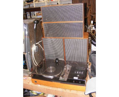 A vintage Dynatron Goldring G101 Turntable with Solid State Stereophonic Amplifier and four Bang & Olufsen Speakers   CONDITI