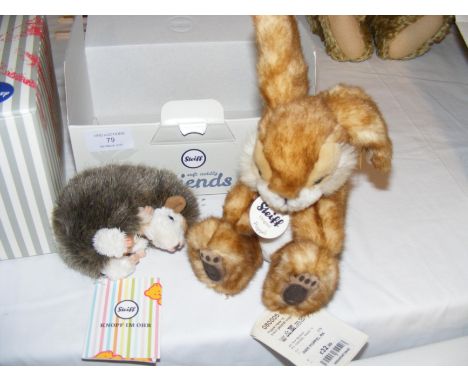 A modern Steiff Rabbit, together with Steiff Hedgehog 