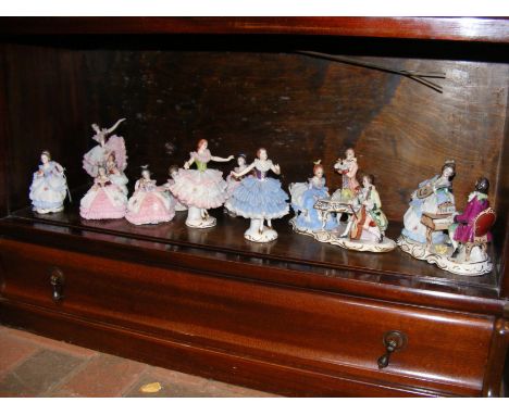 A selection of Dresden and other ceramic dancing figures