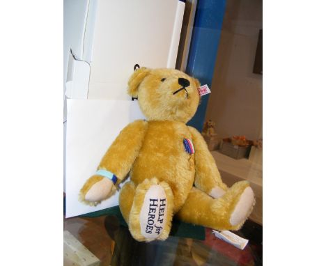 A collectable modern Steiff teddy bear with certificate and box 'Help The Heroes'