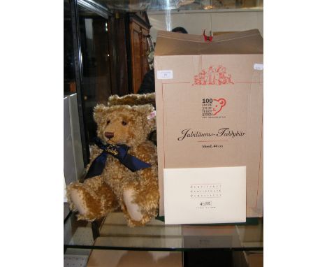 A collectable modern Steiff teddy bear with certificate and box '2002 Centenary Bear' - 44cm high 