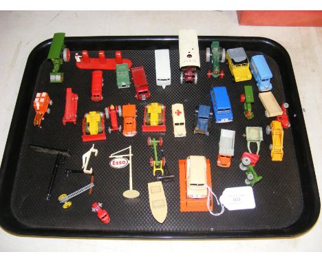 Vintage Lesney die cast model vehicles and layout accessories 