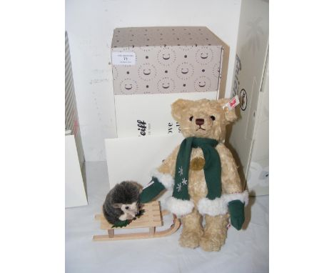 A modern Steiff Collector's Bear with Certificate and box - Teddy Bear with Hedgehog 