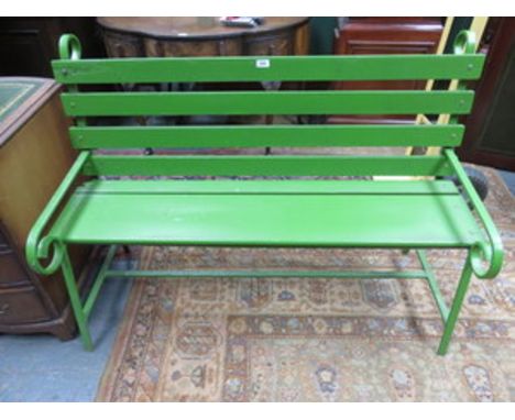 GREEN PAINTED GARDEN BENCH 