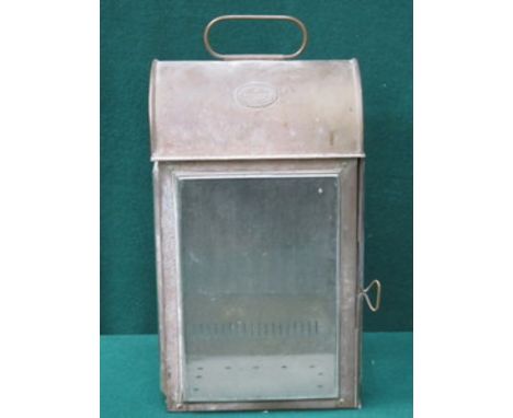 VINTAGE BRASS SHIP'S CABIN LAMP CASE BY ROBB, MOORE & NEILL, SHIP CHANDLERS, GLASGOW 