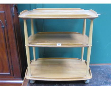 ERCOL LIGHT OAK THREE TIER TEA TROLLEY 