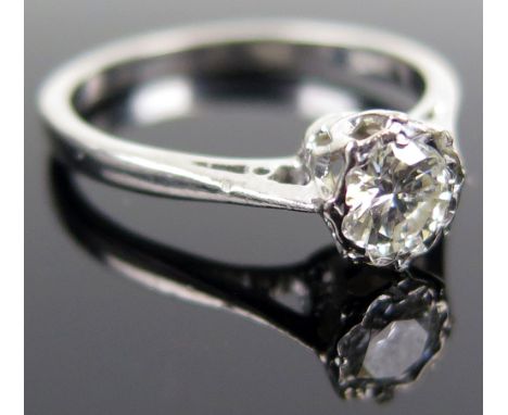 Super Quality 18ct White Gold Solitaire Diamond Ring approx 0.50 carat weight size M weight 2.6 grams