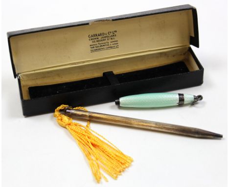 Ever ready hallmarked silver propelling pencil in presentation box with another extendable one with enamel finish