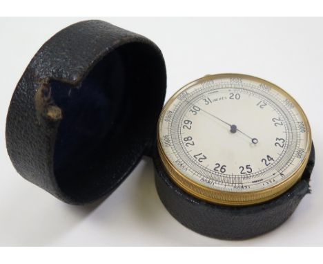 Pocket Barometer gilt cased with fitted leather case 